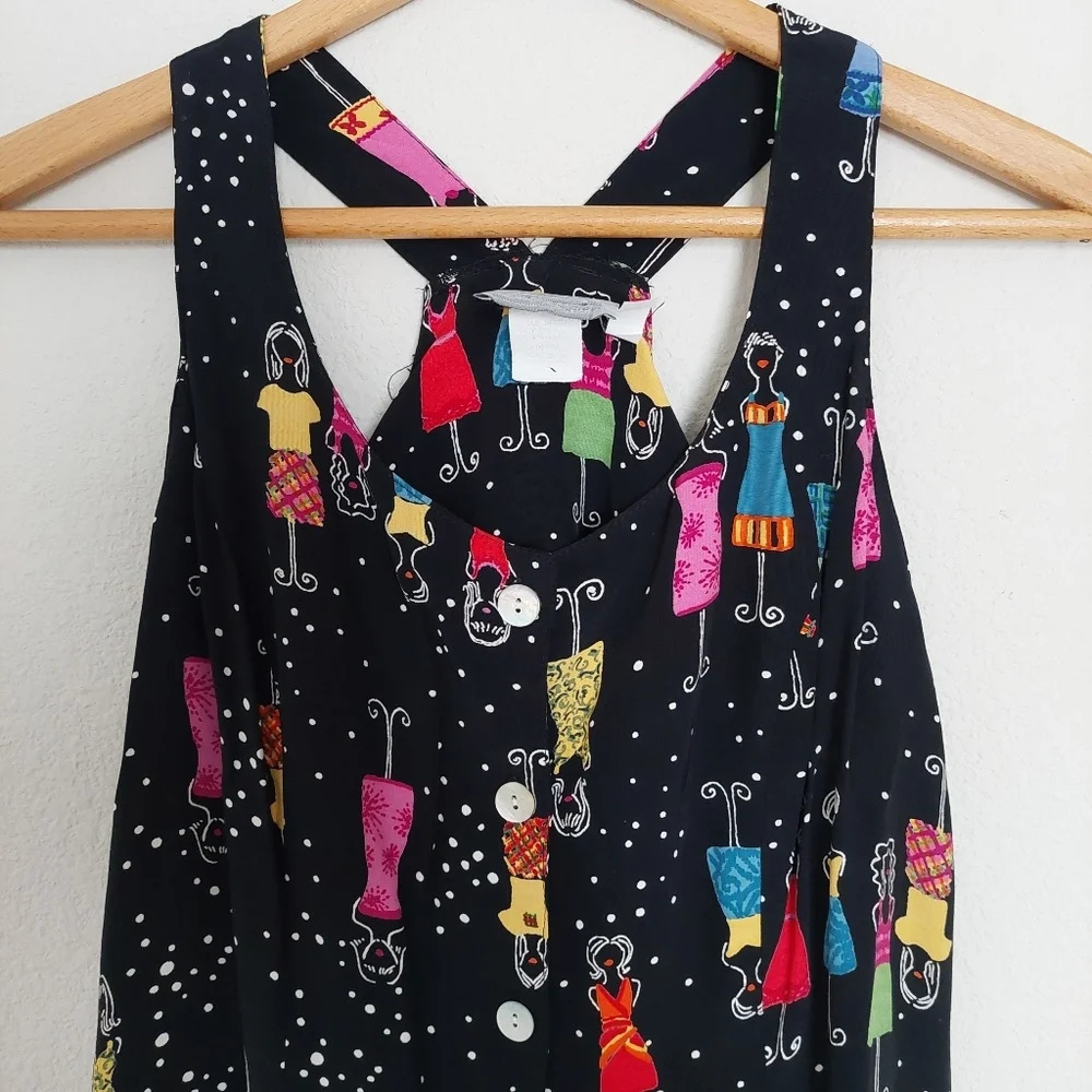 Carol‎ Anderson Vintage Sleeveless Black Mannequin Novelty Print Size 12P